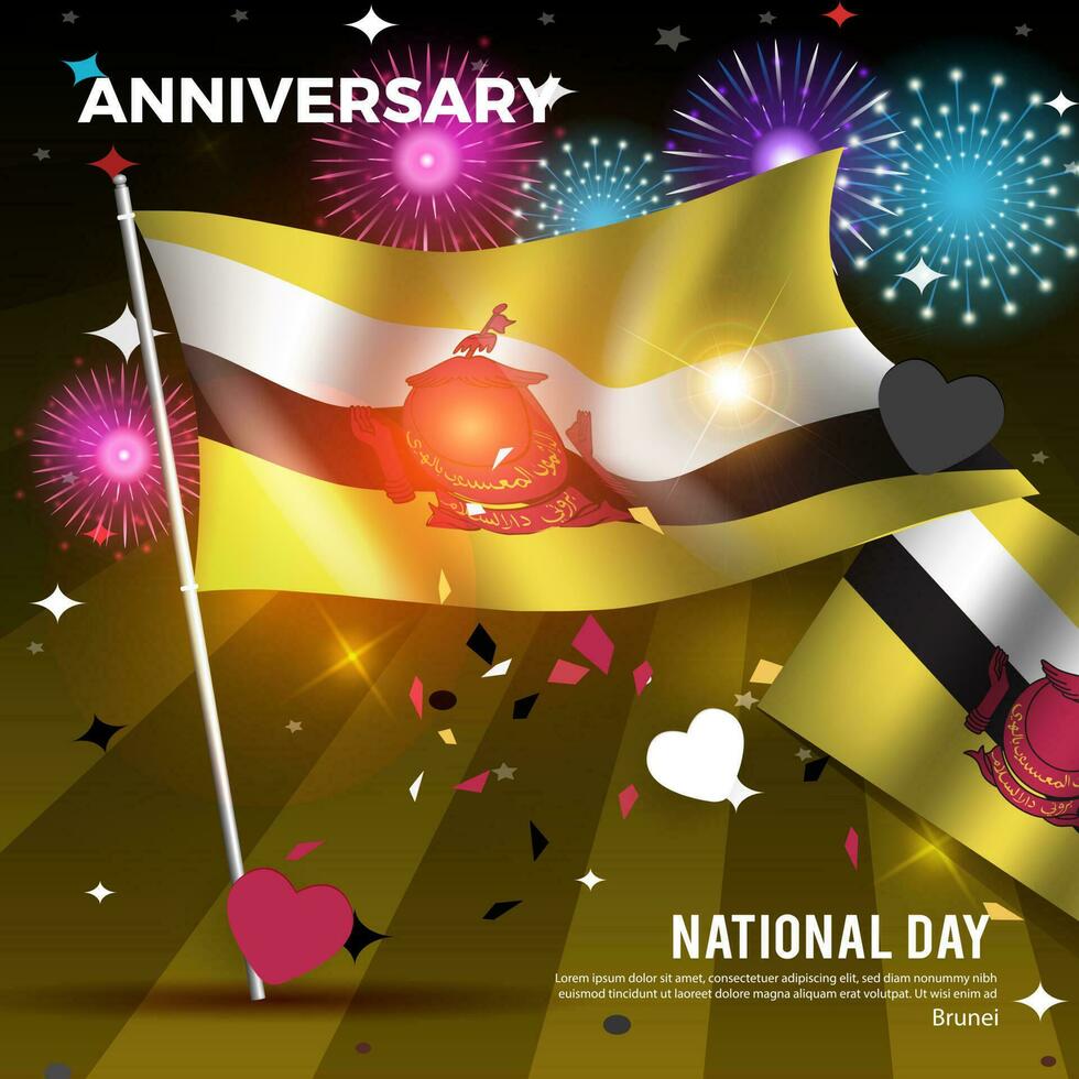 Happy National Day Brunei. Banner, flag background. for banners, greeting cards and posters vector