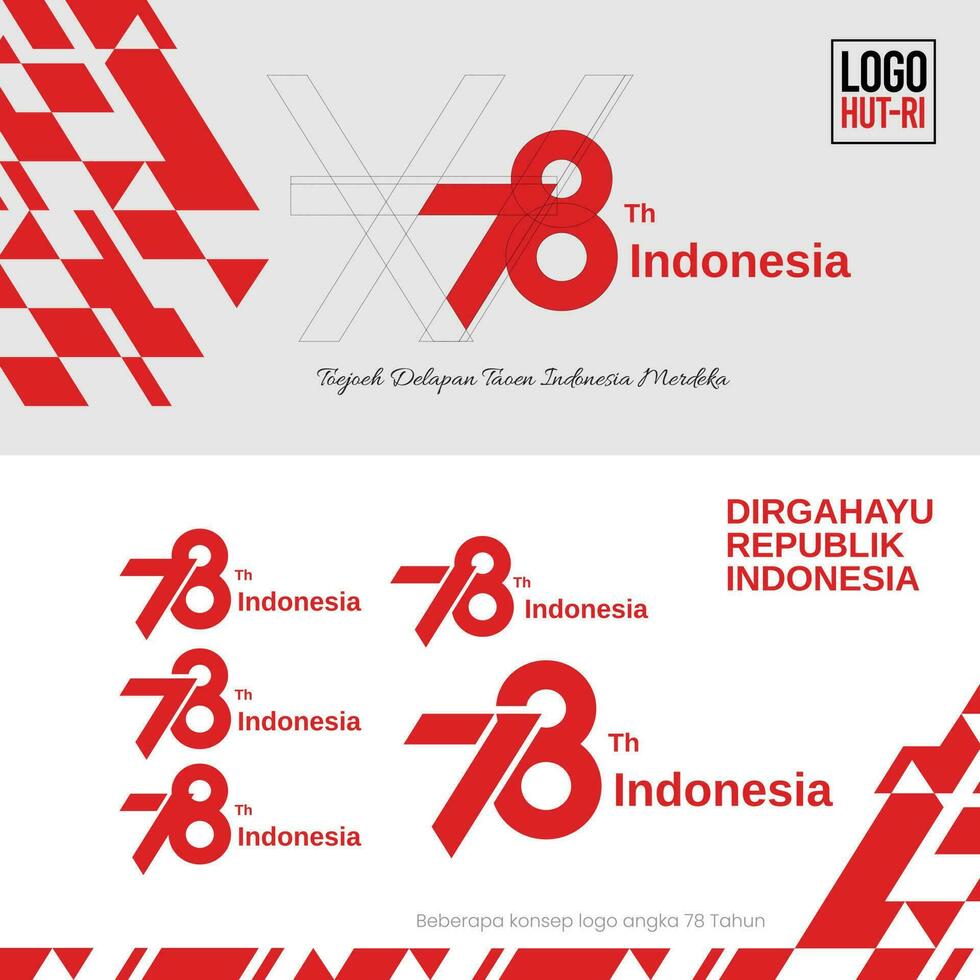 78 years,  Anniversary Independence Day of the Republic of Indonesia. Illustration Logo, Banner Template Design vector