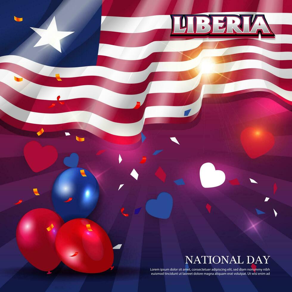 Vector illustration of national day of Liberia. flag background. for banners, greeting cards and posters