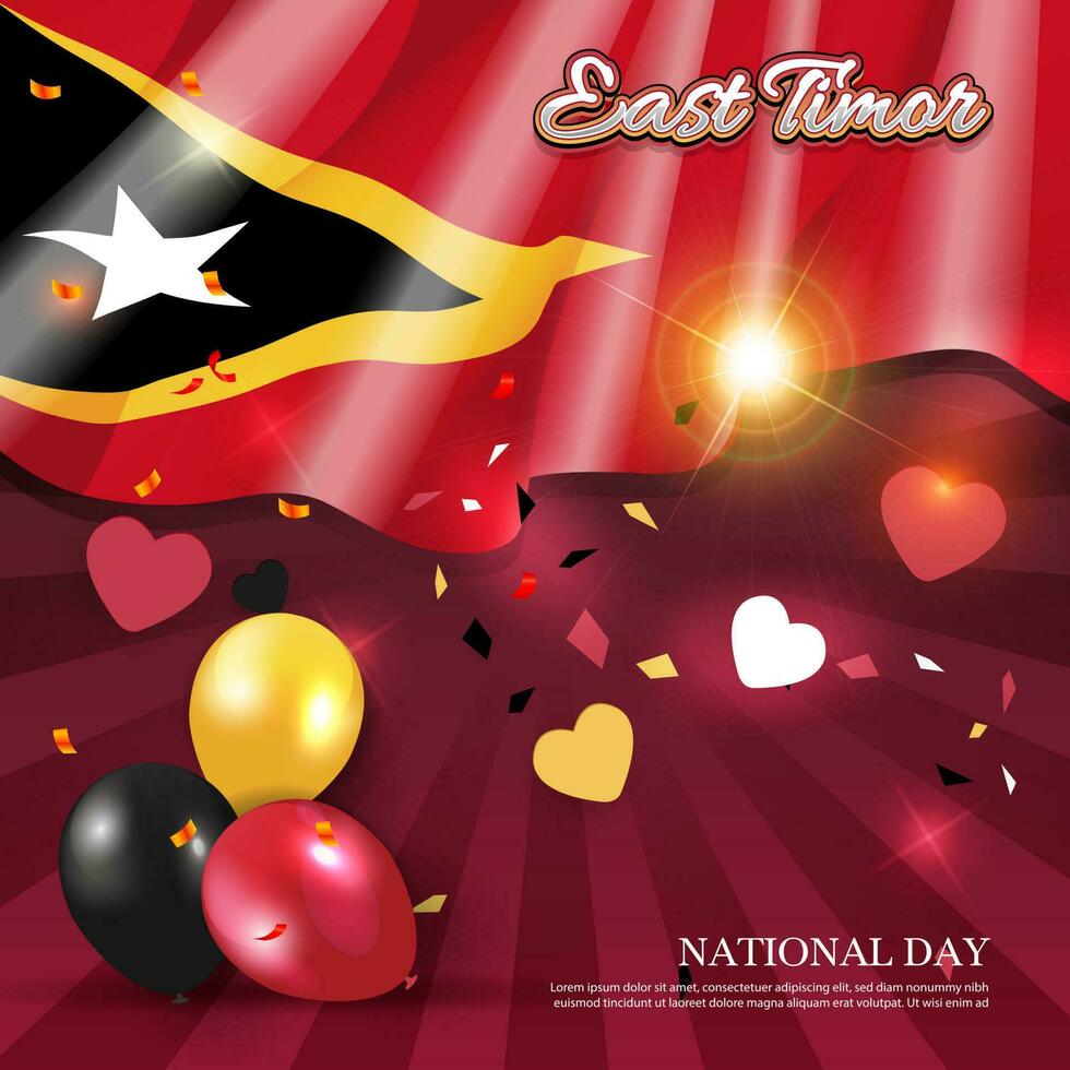 Vector illustration of national day of East Timor. flag background. for banners, greeting cards and posters