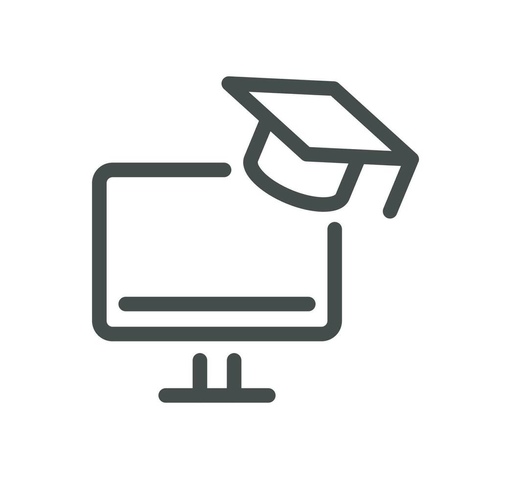 Online education related icon outline and linear vector. vector