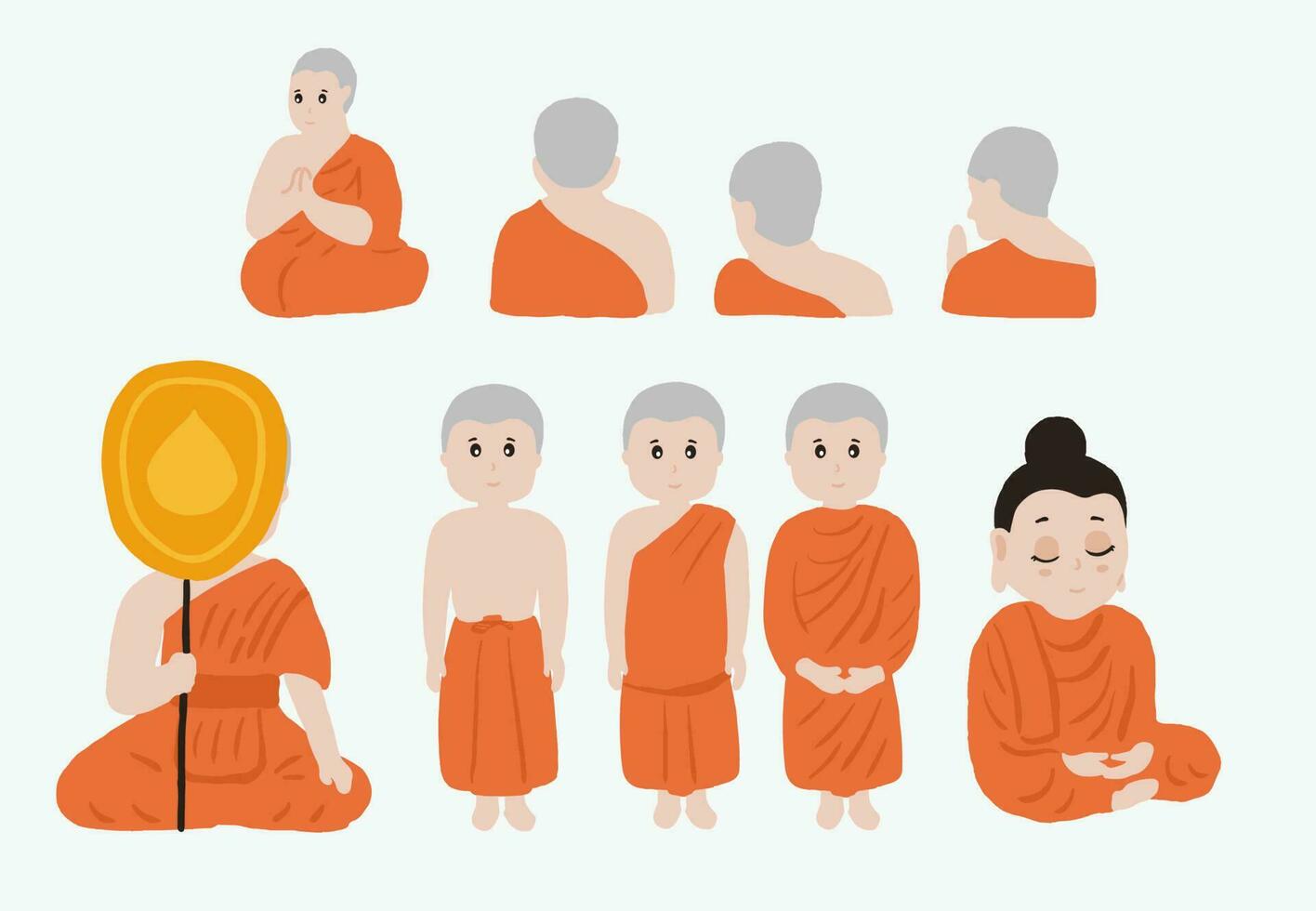monk character object element for thai culture vector