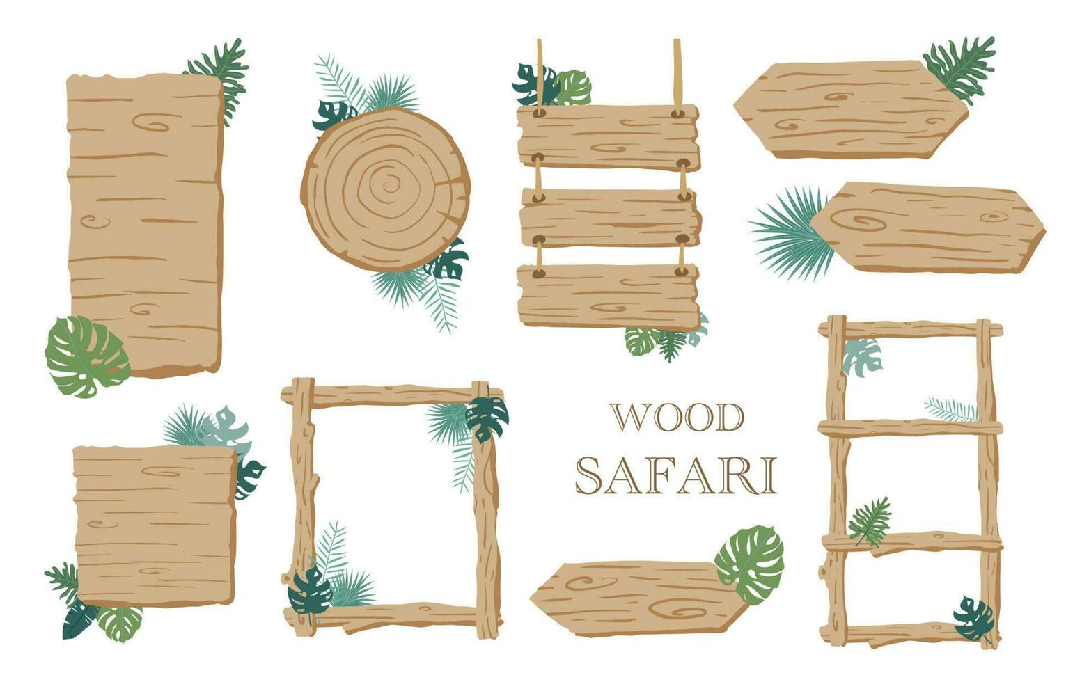 madera marco colección de safari antecedentes set.editable vector ilustración para cumpleaños invitación,postal y pegatina