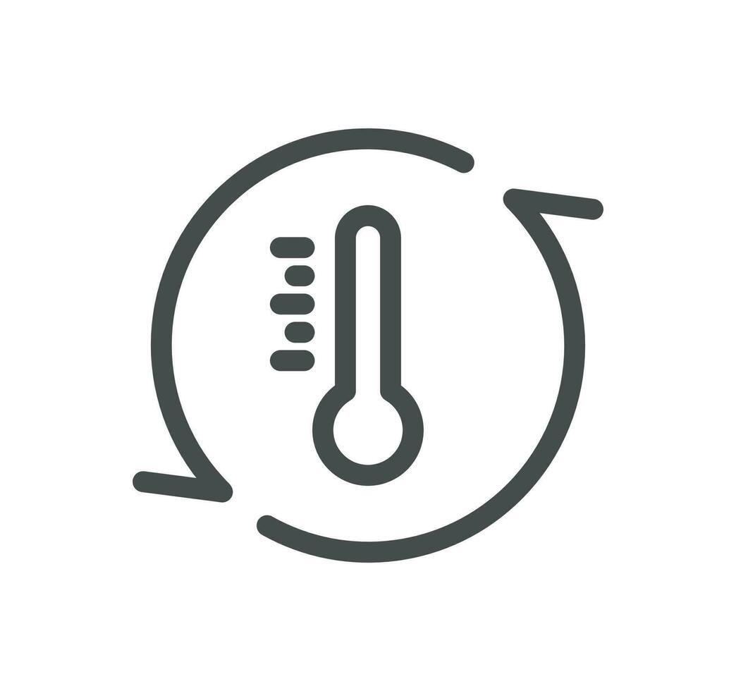 Temperature and thermometer related icon outline and linear vector. vector