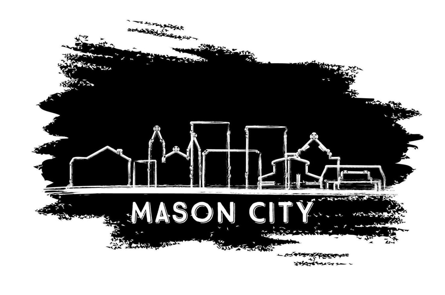 Mason City Iowa Skyline Silhouette. Hand Drawn Sketch. Business Travel and Tourism Concept with Modern Architecture. vector