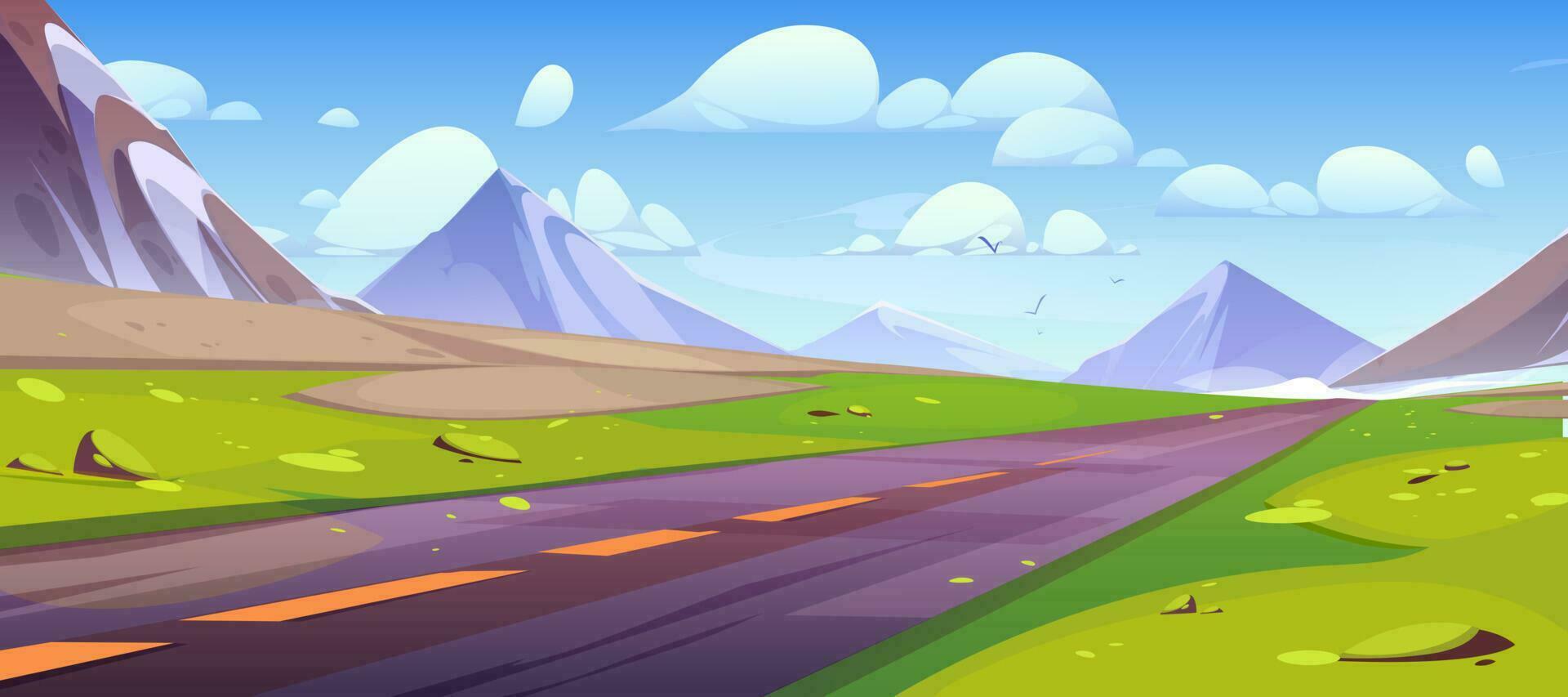 Road and mountain view landscape cartoon vector