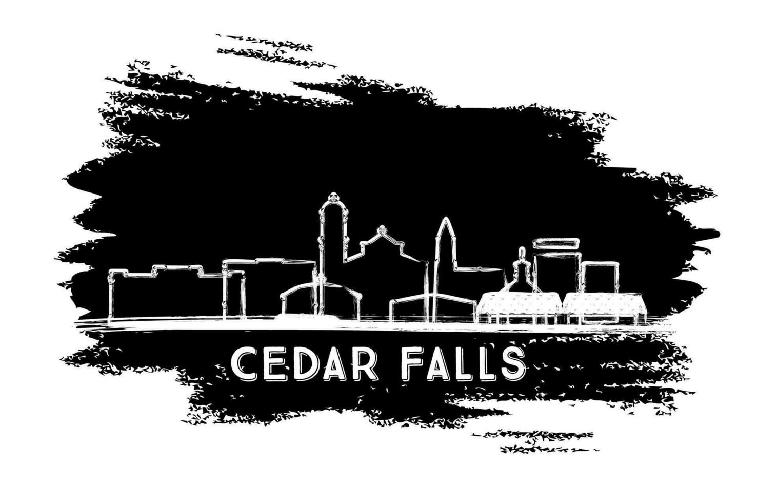 Cedar Falls Iowa City Skyline Silhouette. Hand Drawn Sketch. Business Travel and Tourism Concept with Modern Architecture. vector