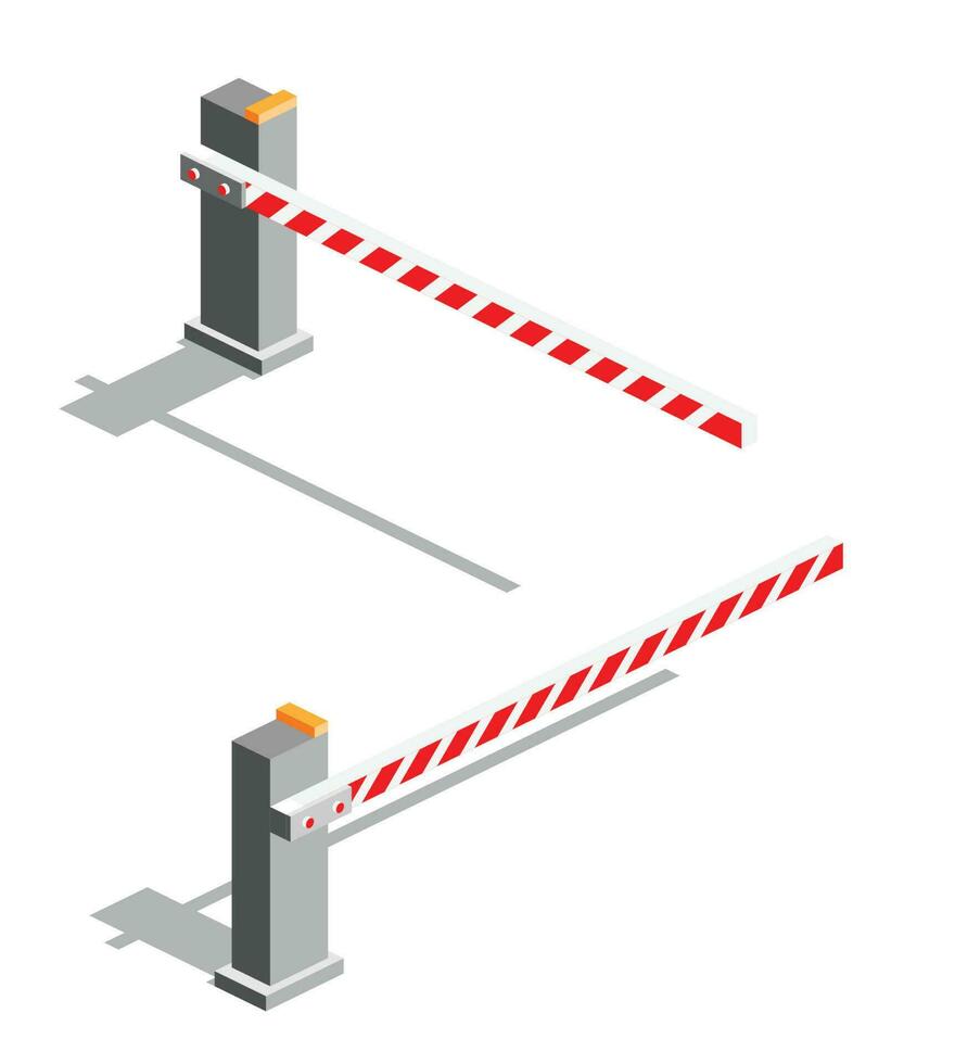 Isometric Automatic Barrier. Icons Set. Objects Isolated on White. vector