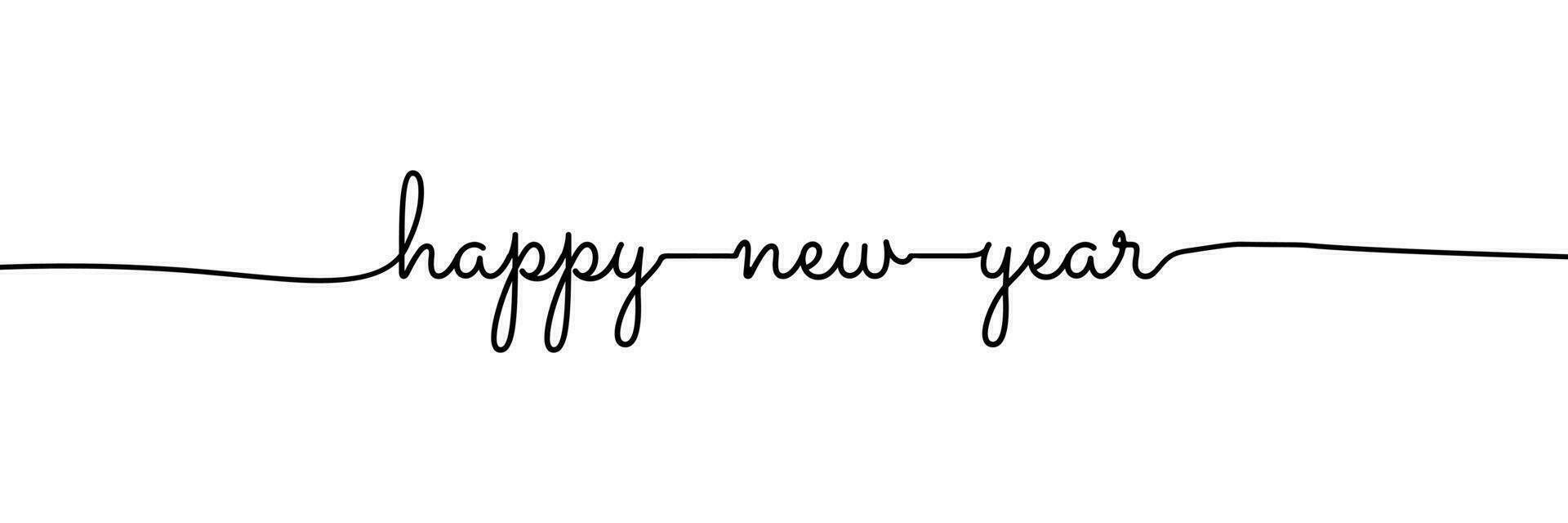 Happy New Year Free hand monoline typography isolated on white background. Editable Vector Illustration. EPS 10.