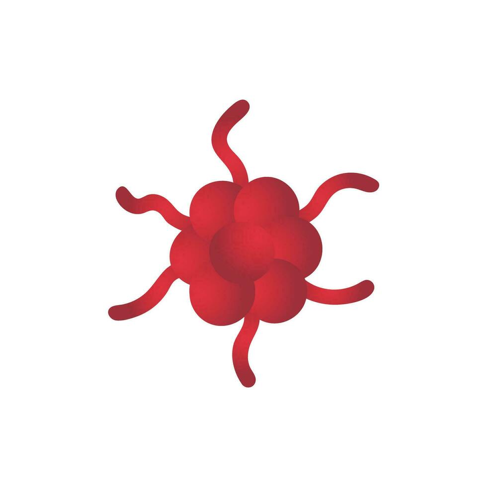 Red Virus Cell isolated on white background. Vector Illustration. EPS 10.