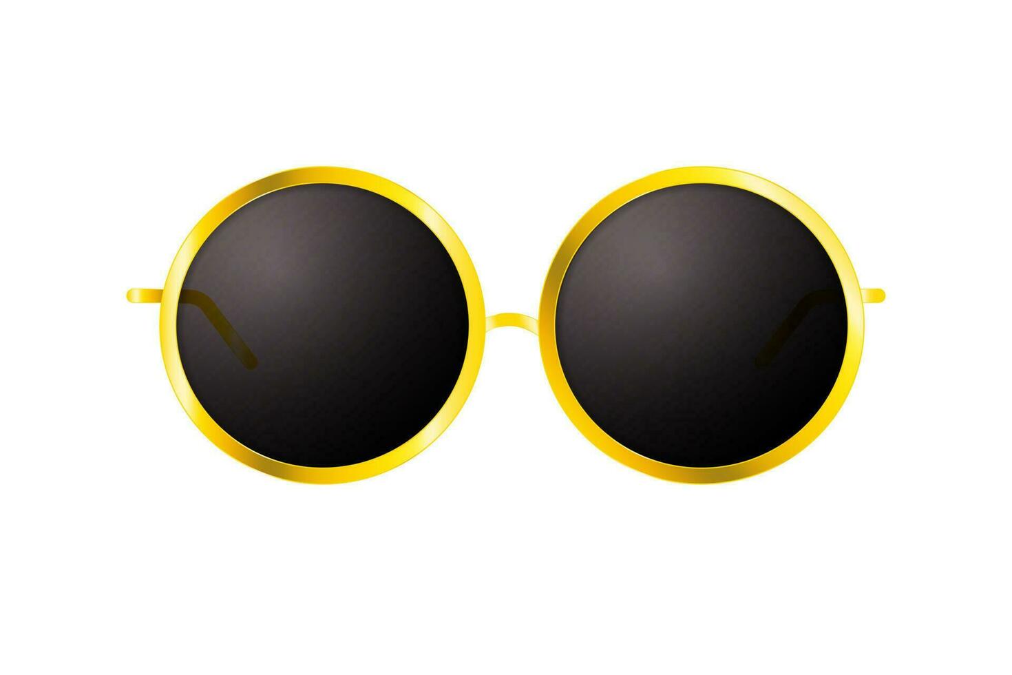 Gold Round Sunglasses with black lenses on white background. Vector Illustration. EPS 10.