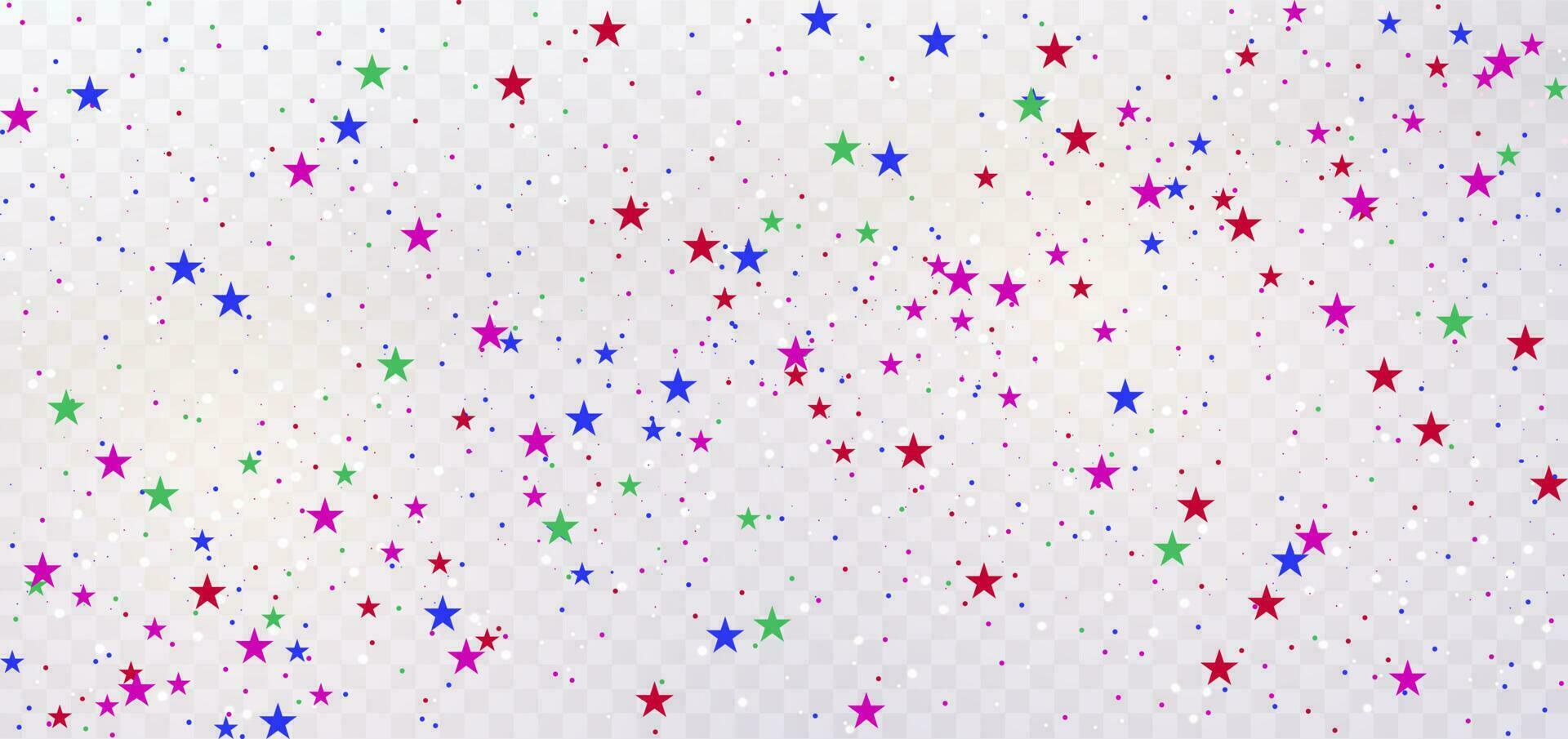 Red, green, pink and blue star and sparkling on white background. Celebration party happy concept. vector