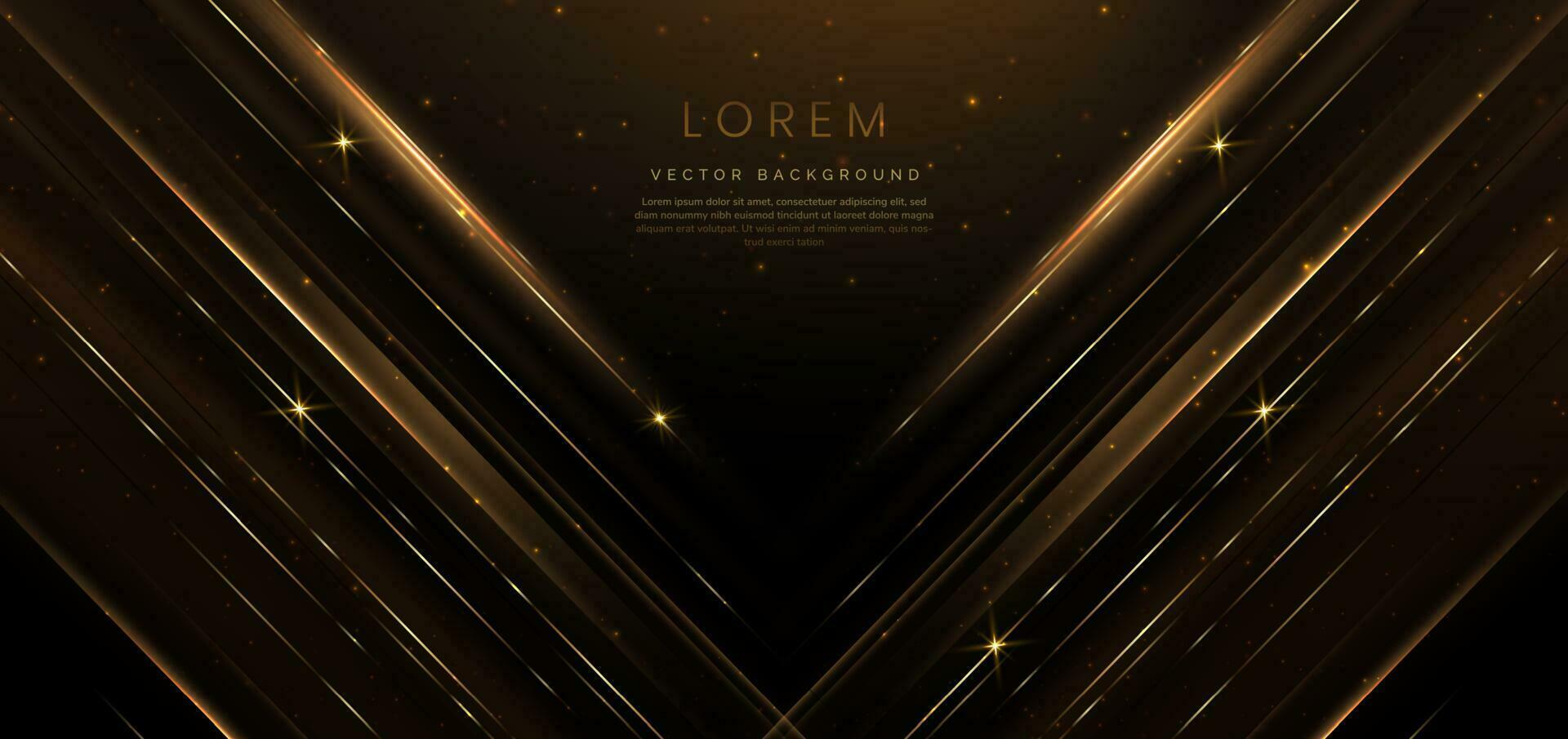 Abstract luxury golden lighting effect glowing on dark brown background and sparkle. Template premium award ceremony design. vector