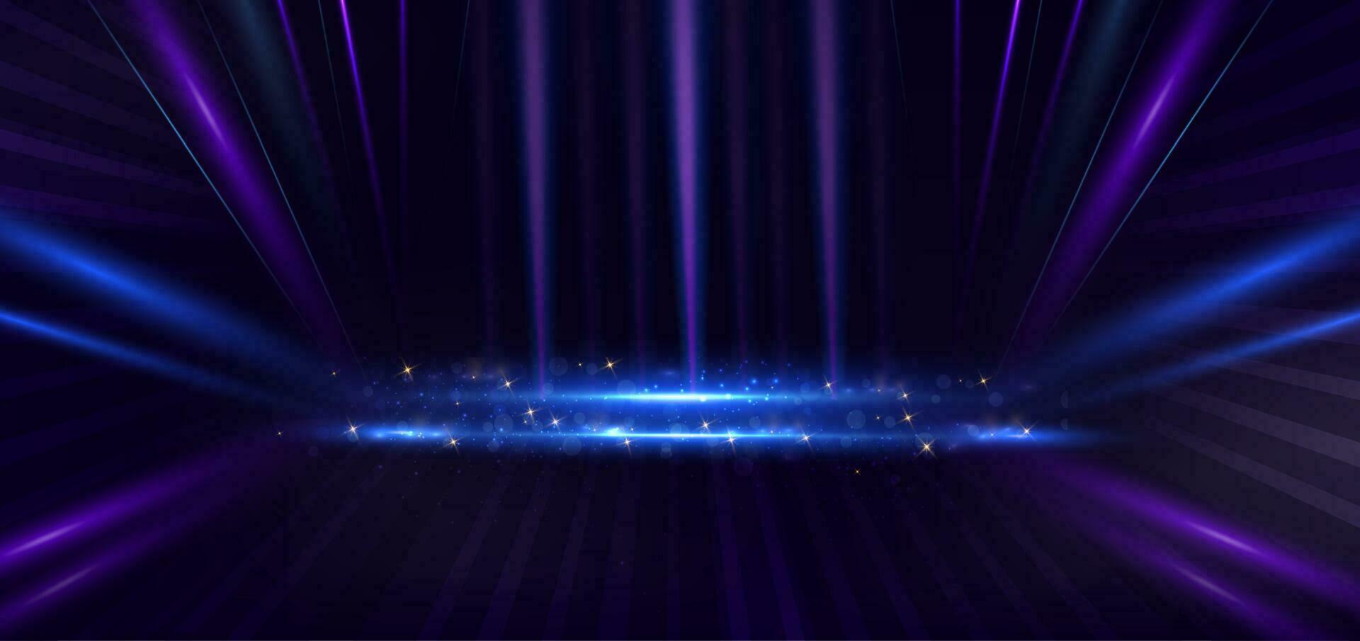 Abstract elegant dark blue background with purple line and lighting effect sparkle. vector