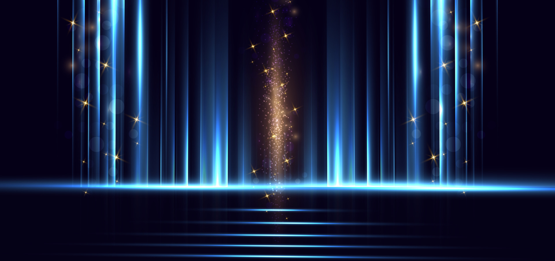 Abstract blue light stripe vertical lines light on dark blue background