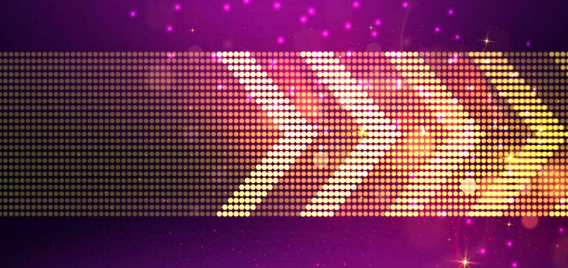 Lamp frame screen glowing lighting arrows effect on dark purple background. vector