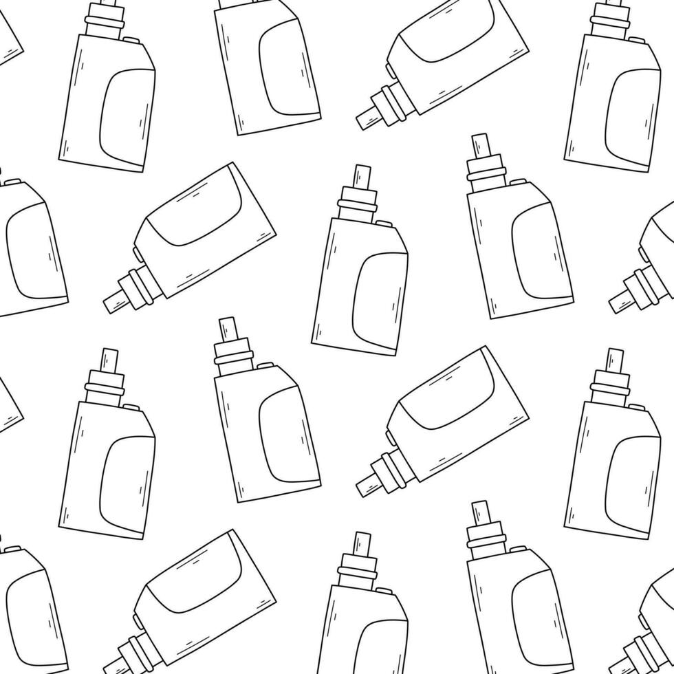 Vape seamless pattern. Vector illustration. Doodle style. Print with electronic cigarettes.