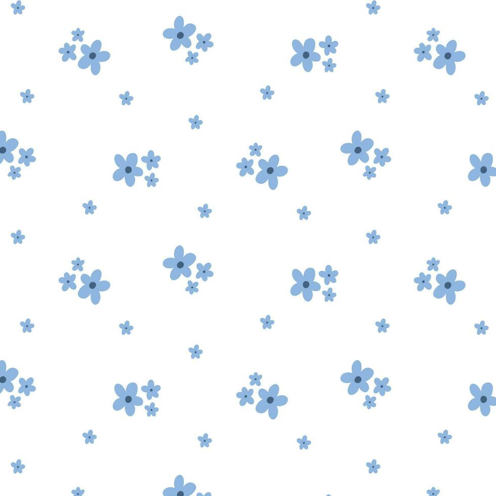 Vector seamless floral pattern. Cute print with small flowers. Flat style. Spring pattern with blooming flowers.