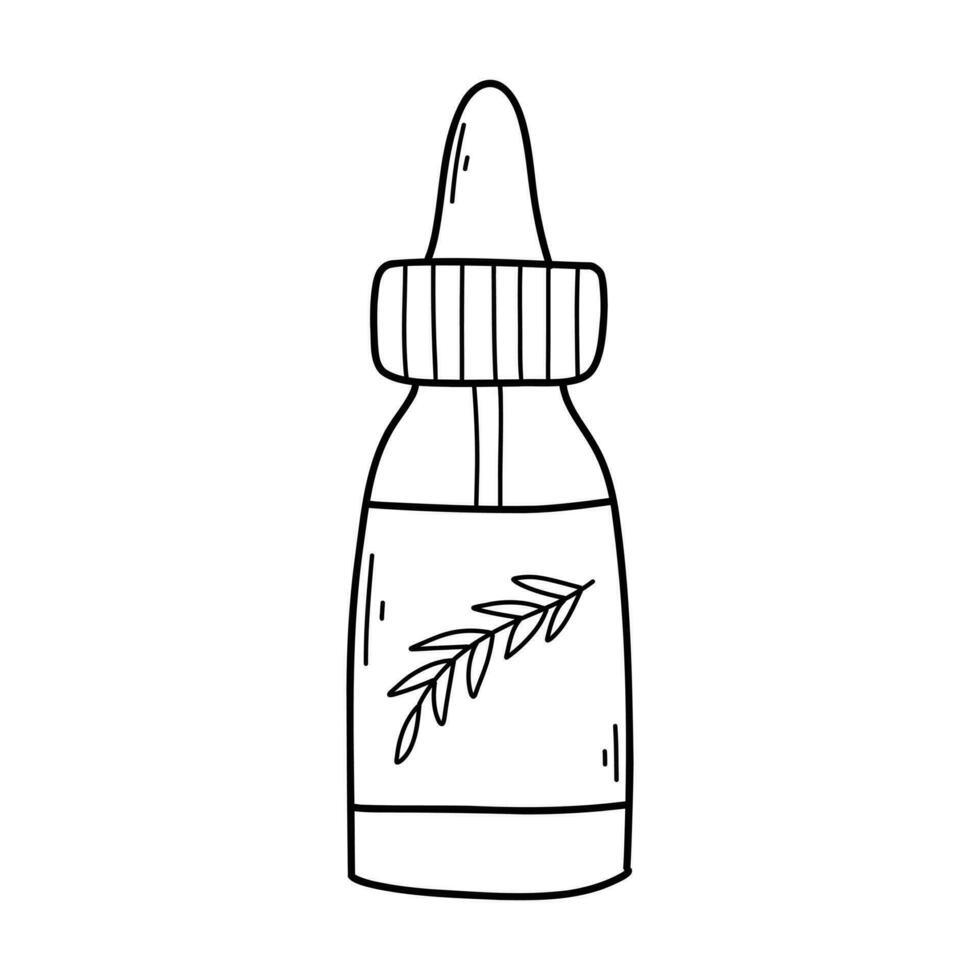 Liquid for electronic cigarettes. Flavored vape liquid. Vector illustration. Doodle style. Vial with nicatin liquid.