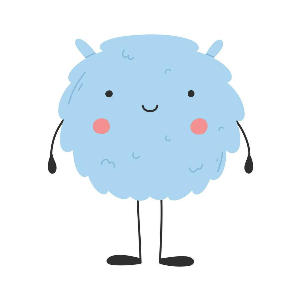 Cute monster in flat style. Hand drawn baby monster. Vector illustration. Kids monster isolated on white background.