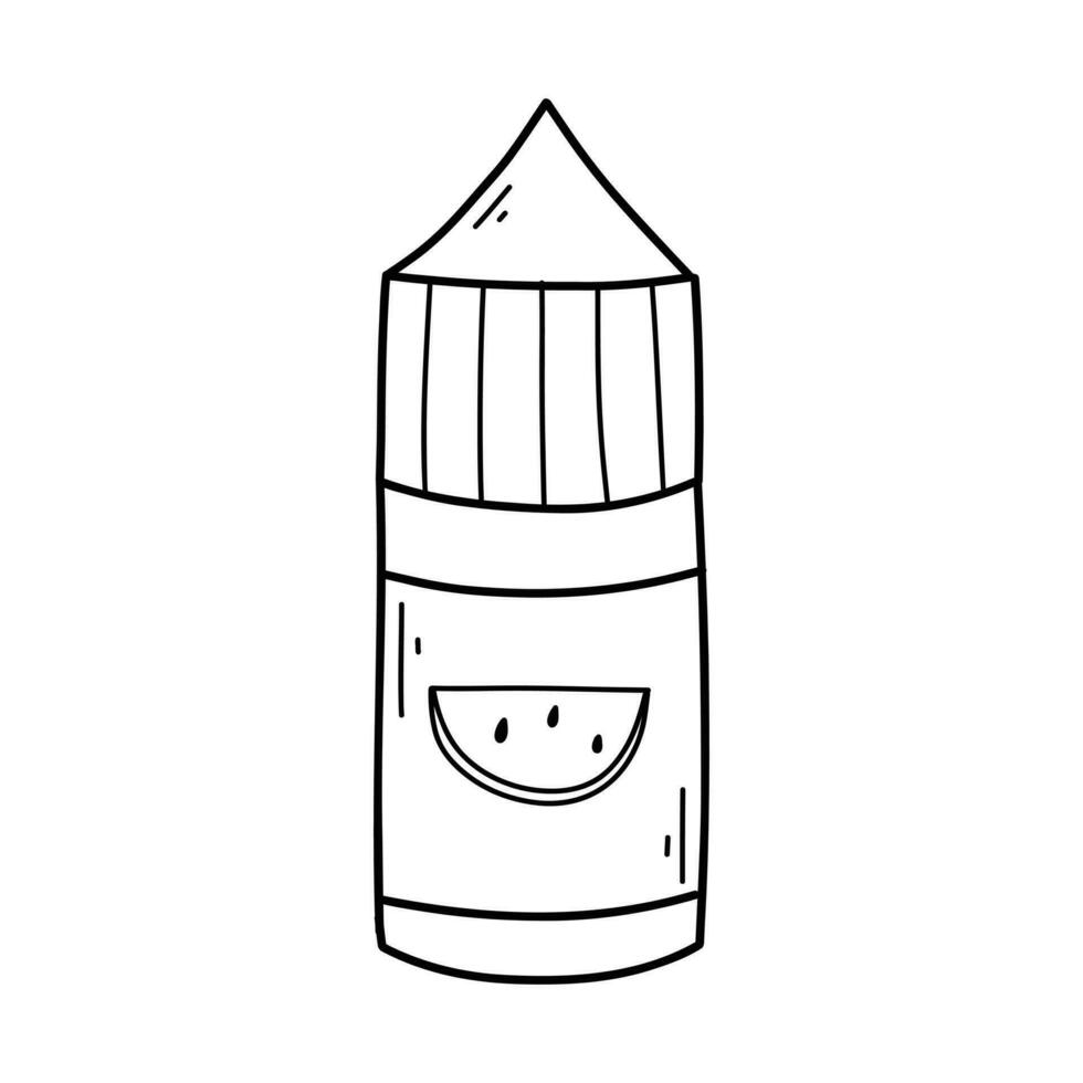 Liquid for electronic cigarettes. Flavored vape liquid. Vector illustration. Doodle style. Vial with nicatin liquid.