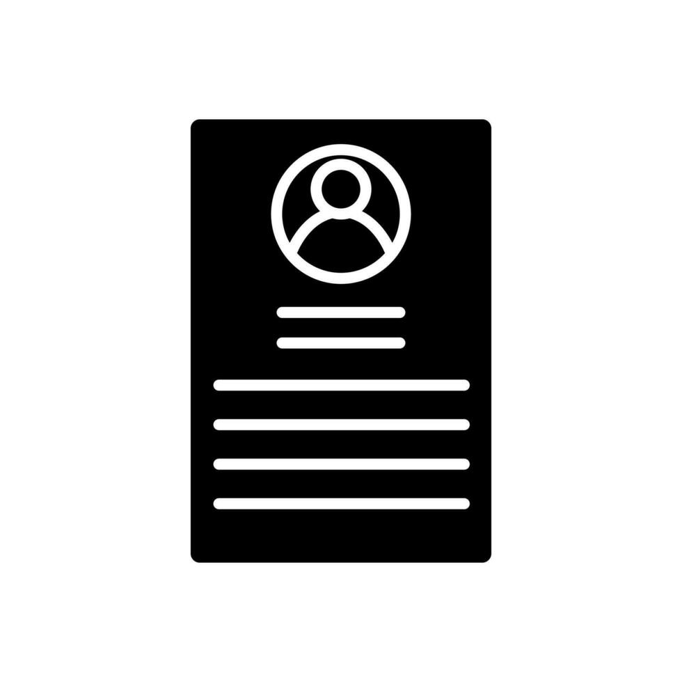 CV icon vector. Resume illustration sign. User data symbol or logo. vector