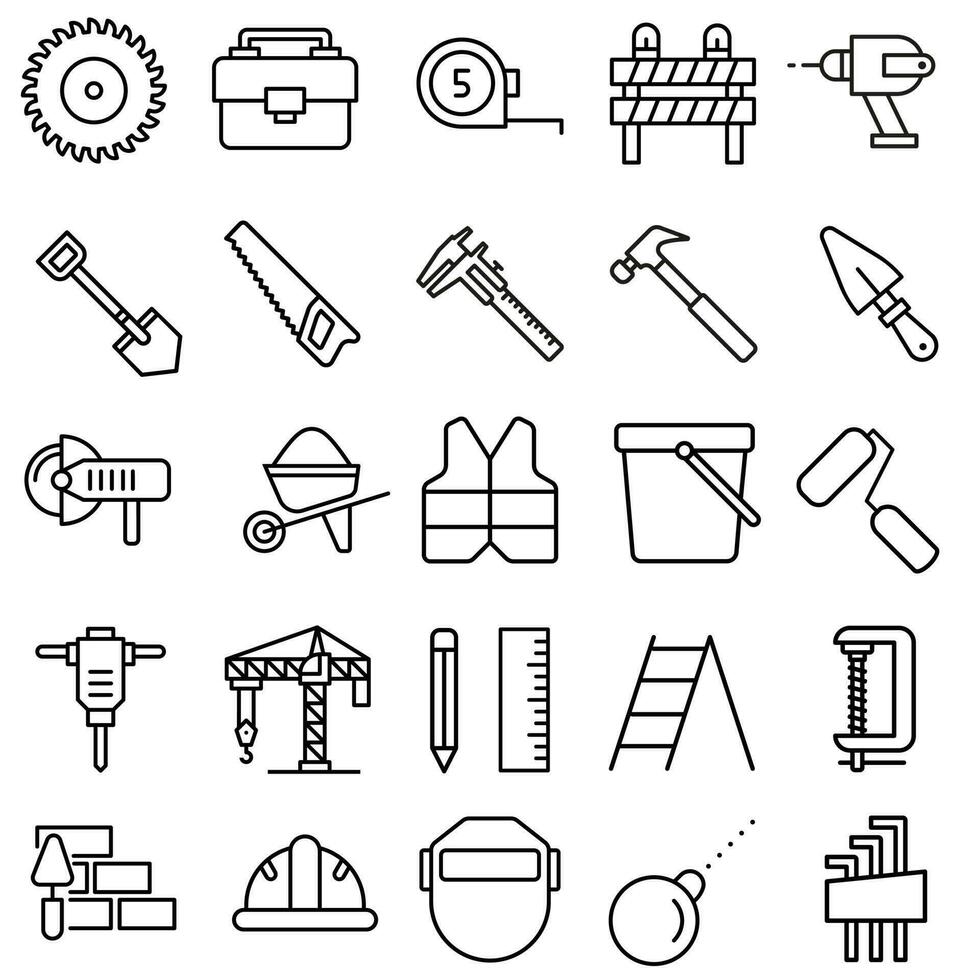 Construction tool icon vector set. repair illustration sign collection. building symbol or logo.