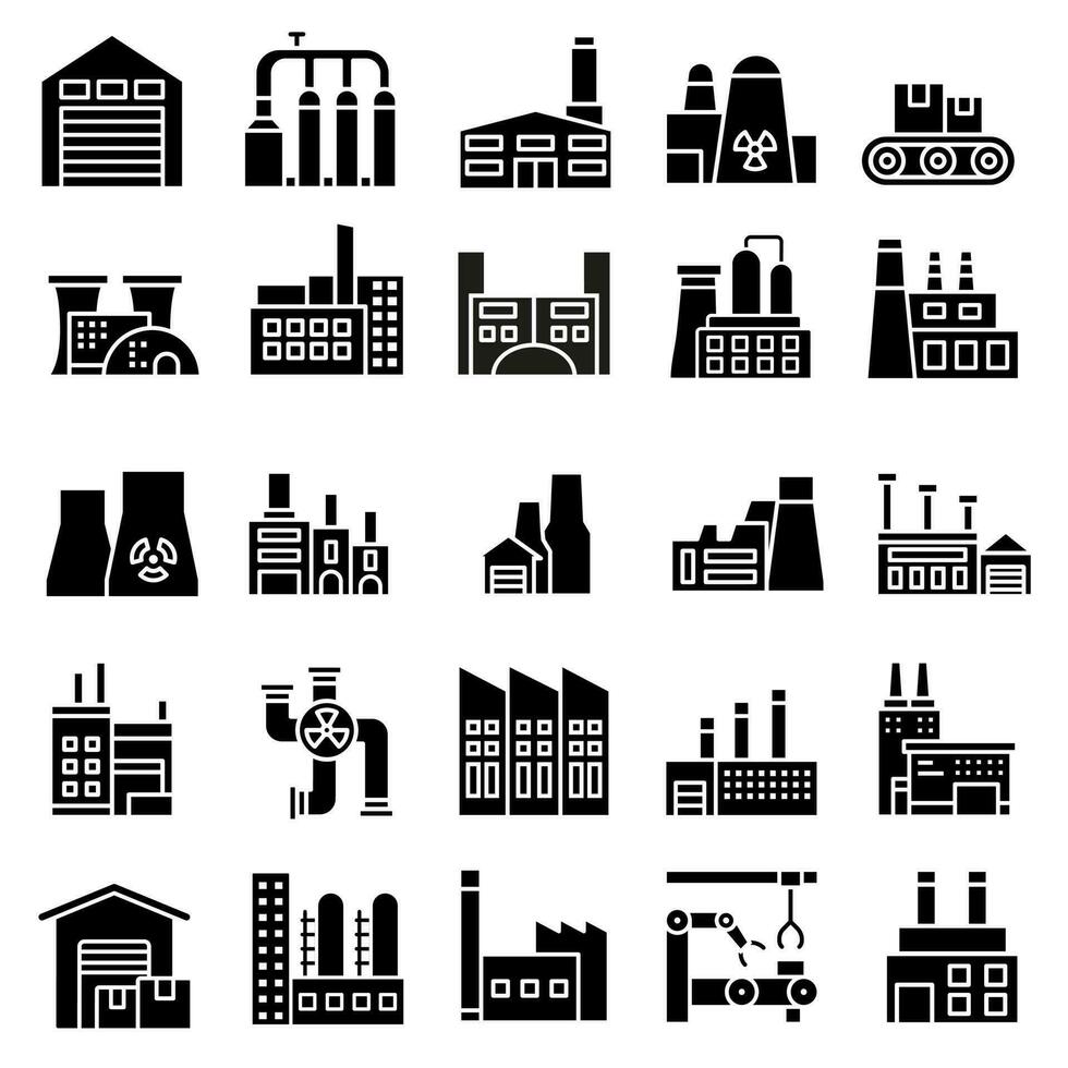 Factory icon vector set. productions  illustration sign collection. manufacture symbol. industry logo.