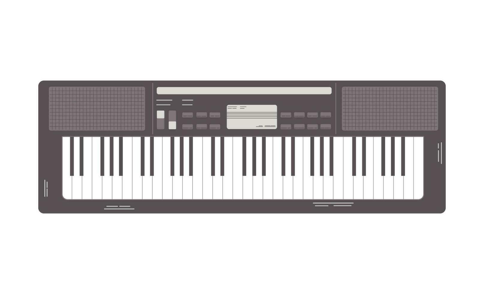 Synthesizer illustration on white background. Electronic keyboard music instrument. Digital piano. vector