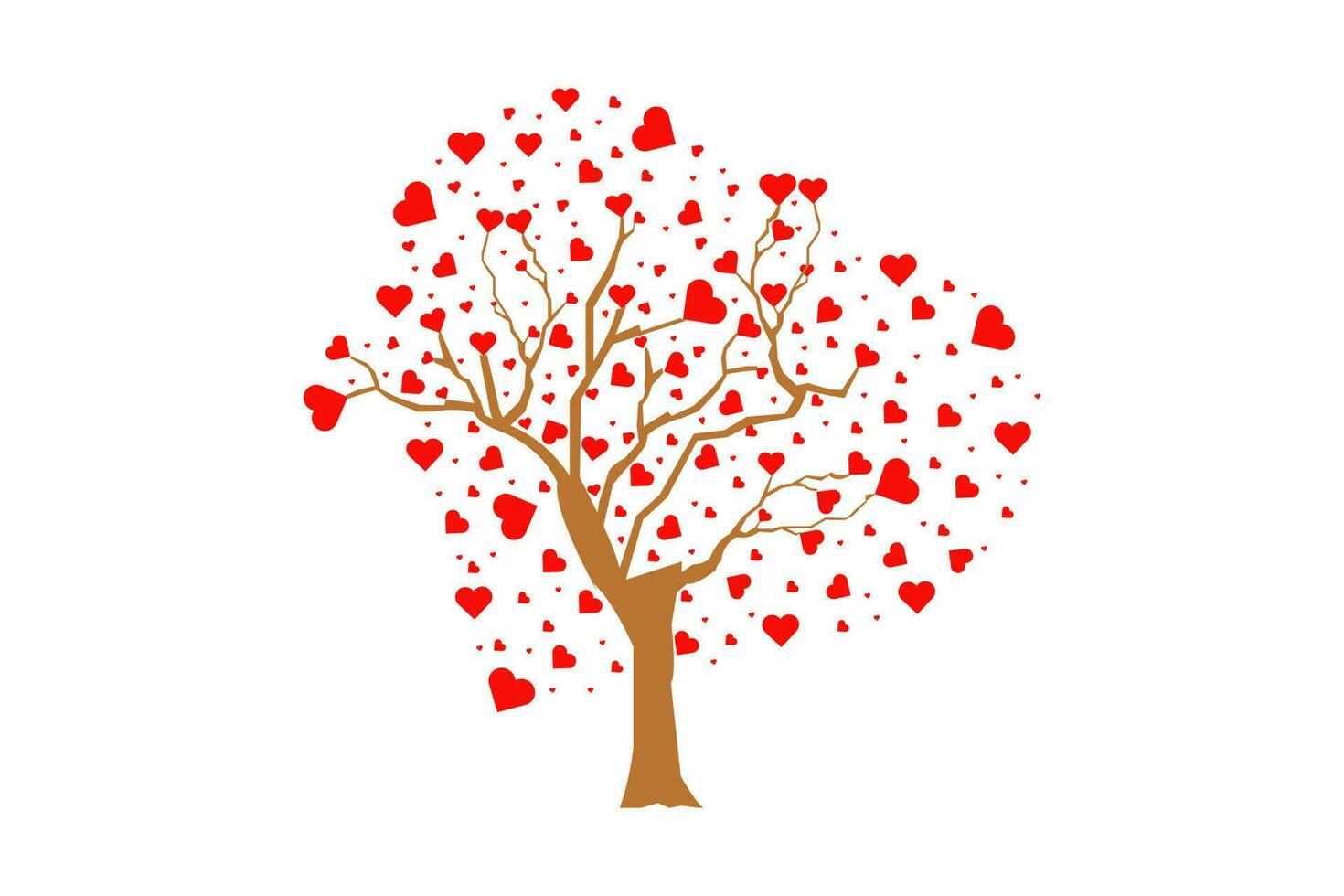 ilustración de amor árbol con corazón hojas vector