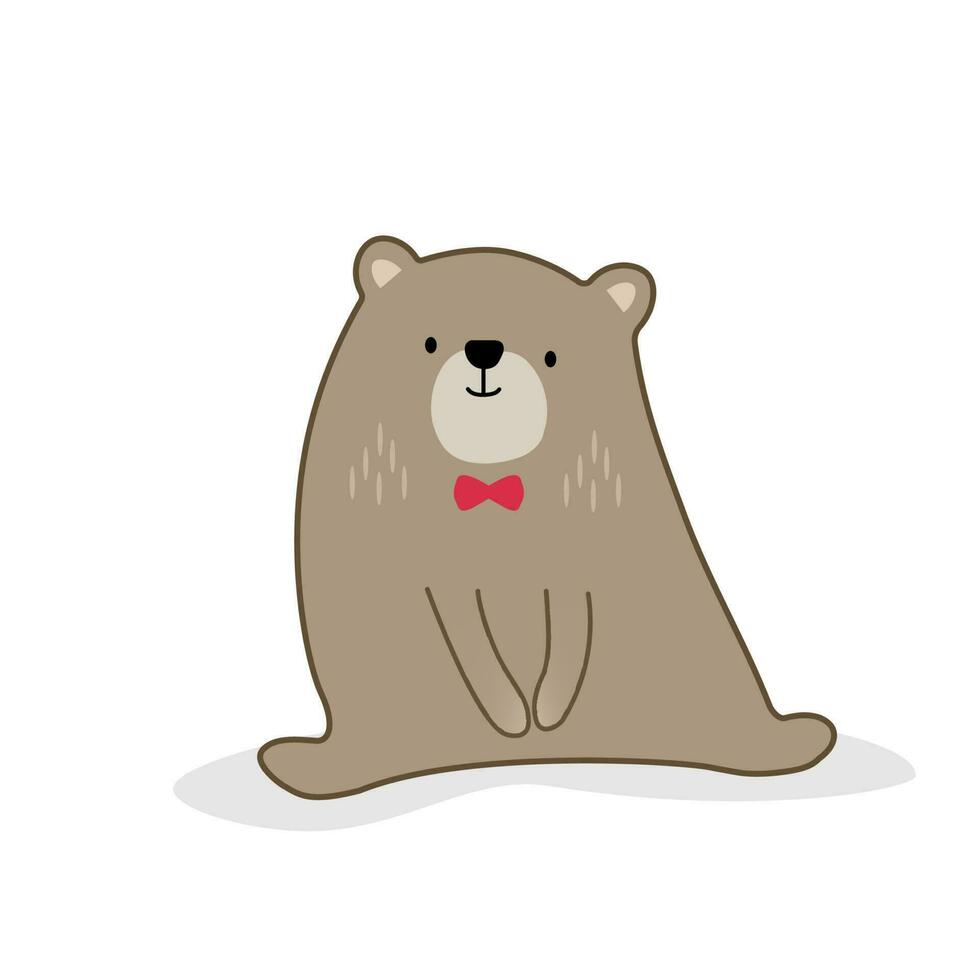 cute fatty teddy brown bear. Vector cartoon style.