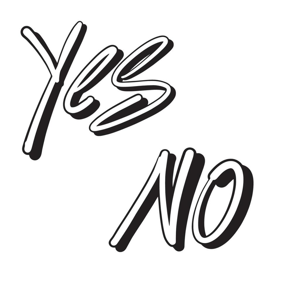 Yes and No Outline words ,good for graphic design resources, clipart, posters, decoration, prints, stickers, banners, pamflets, and more. vector