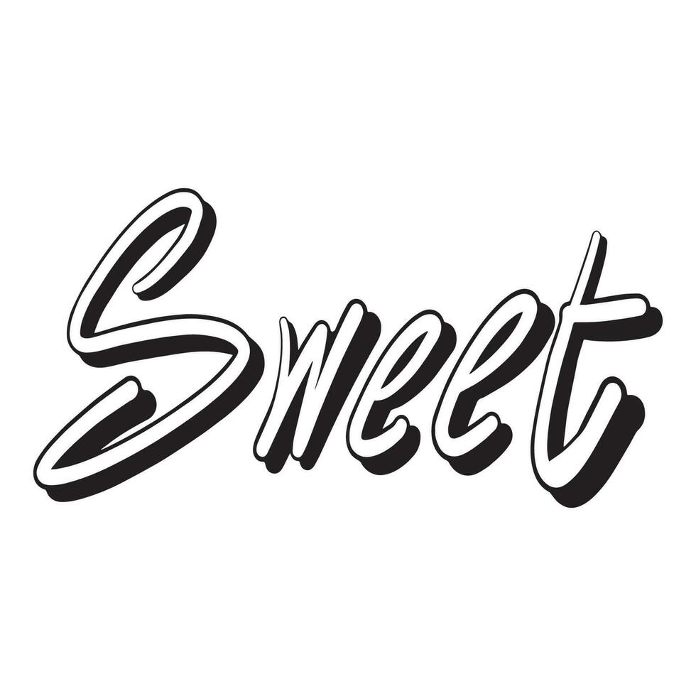 Cartoon Sticker ouline words Sweet ,good for graphic design resources, clipart, posters, decoration, prints, stickers, banners, pamflets, and more. vector