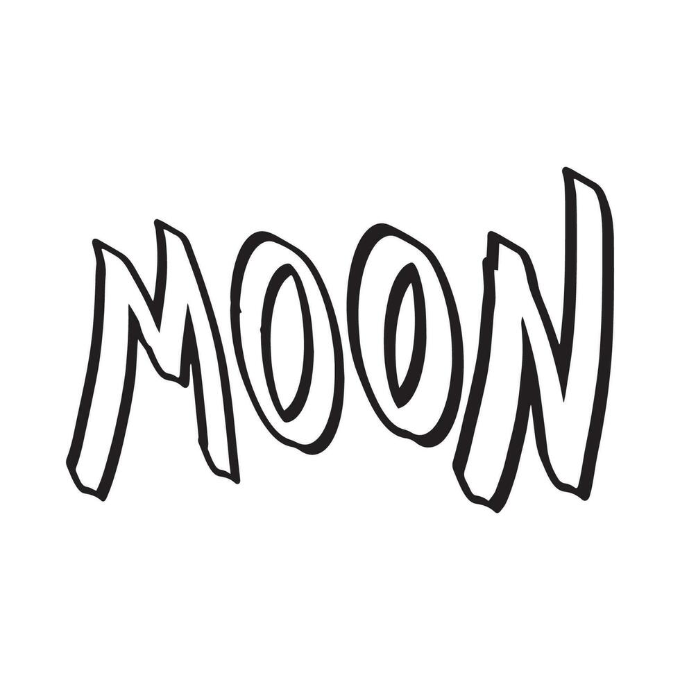 Cartoon Sticker ouline words Moon ,good for graphic design resources, clipart, posters, decoration, prints, stickers, banners, pamflets, and more. vector