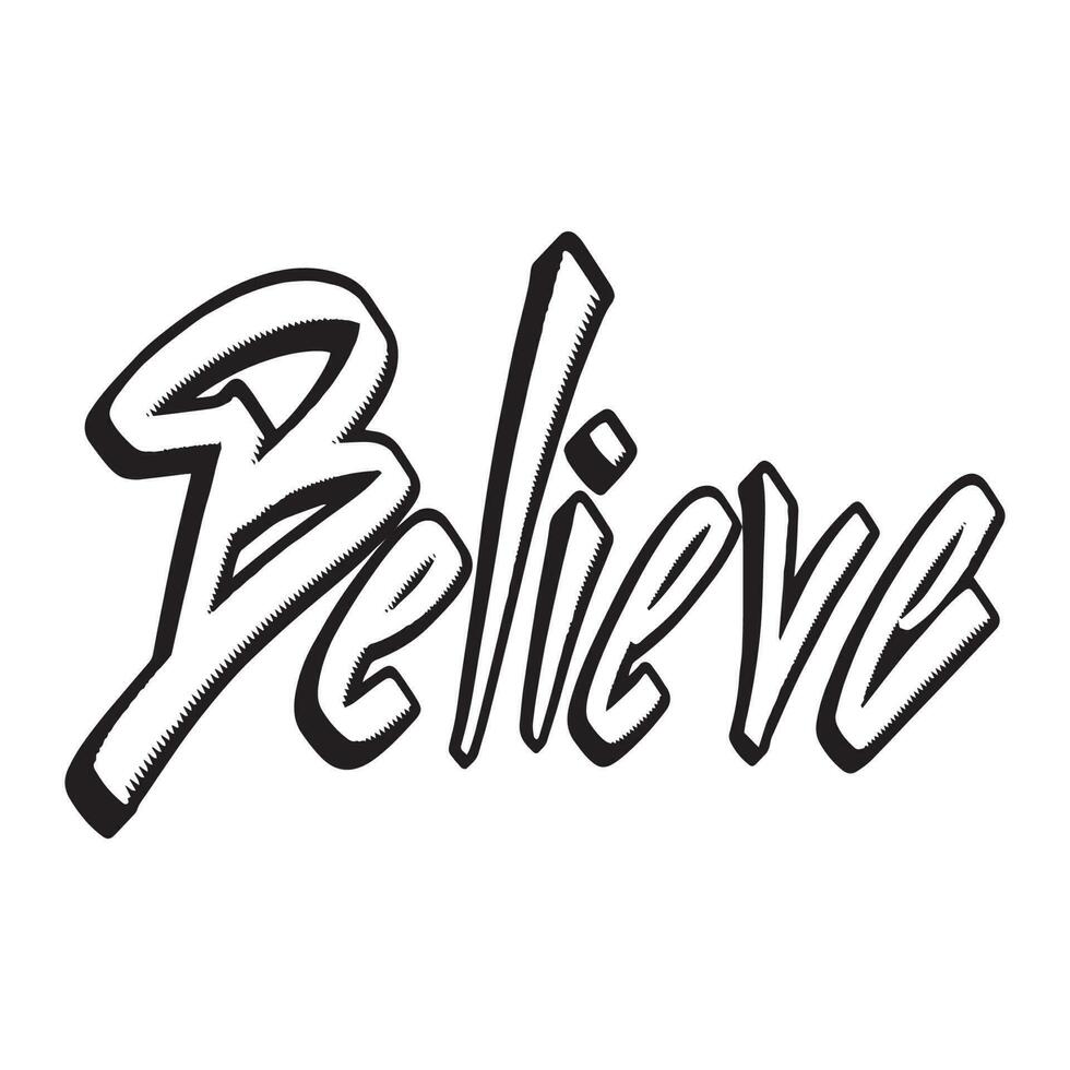 Cartoon Sticker ouline words Believe ,good for graphic design resources, clipart, posters, decoration, prints, stickers, banners, pamflets, and more. vector