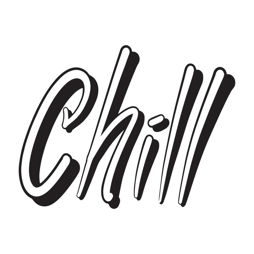 Cartoon Sticker ouline words Chill ,good for graphic design resources