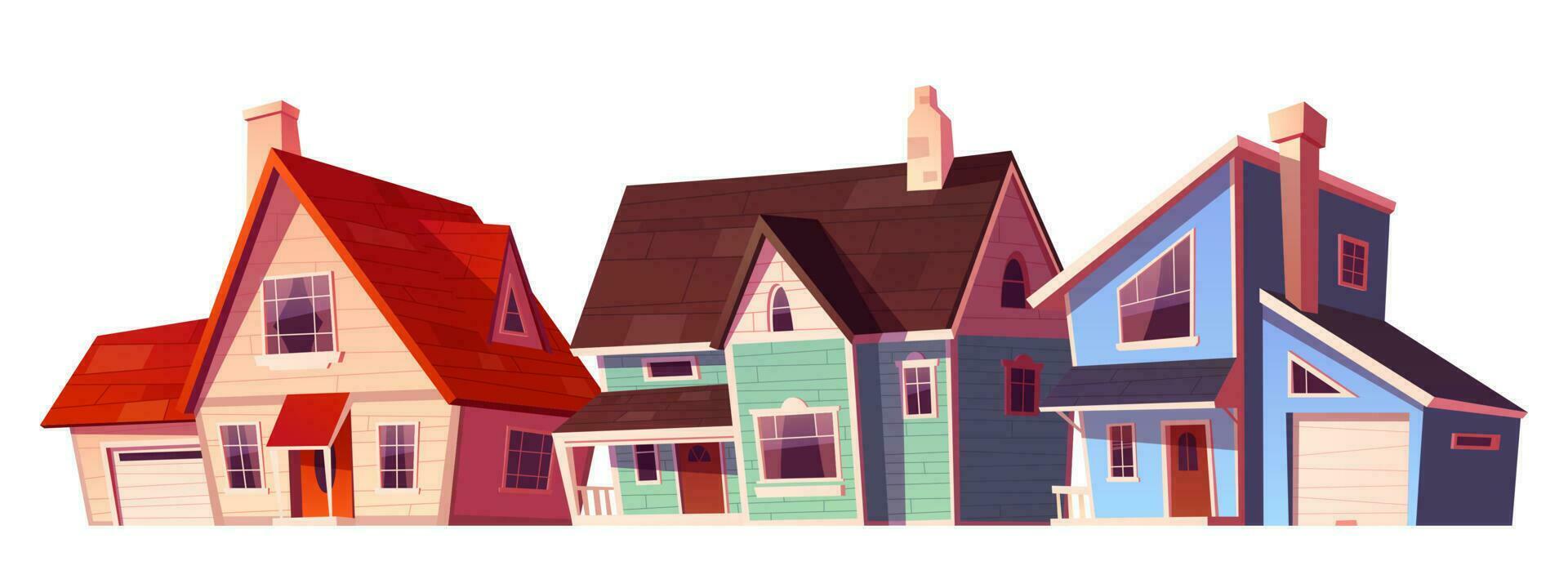 Suburban house building exterior village icon vector