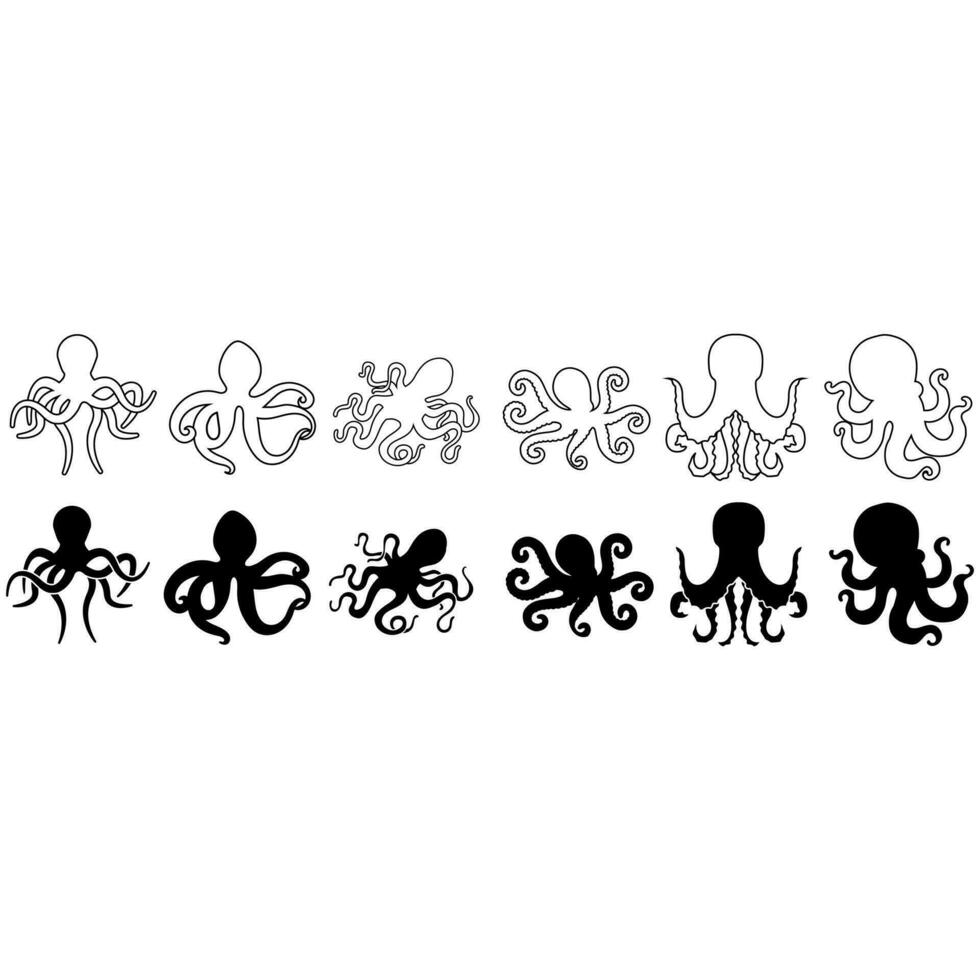 Octopus icon vector set. seafood illustration sign collection. Ocean symbol or logo.