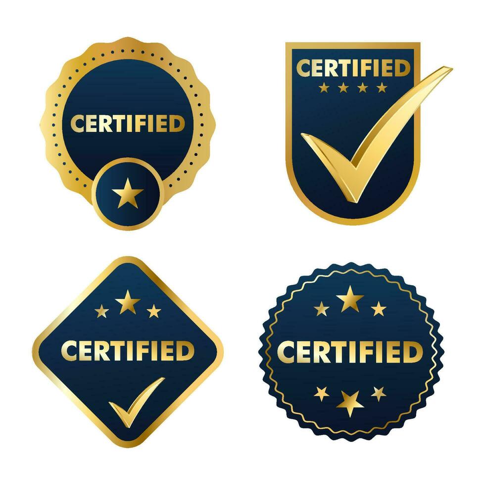 Set of Certification stamp badge and labels quality management system symbol vector