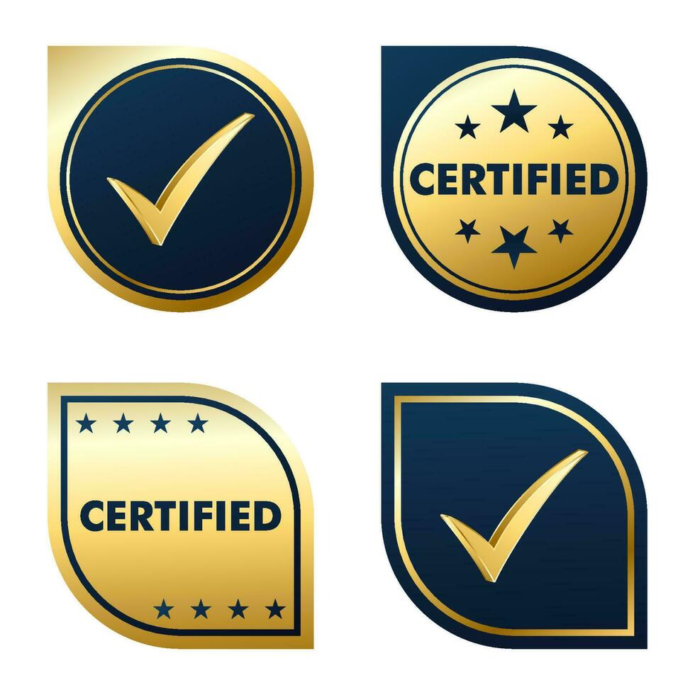 Set of Certification stamp badge and labels quality management system symbol vector