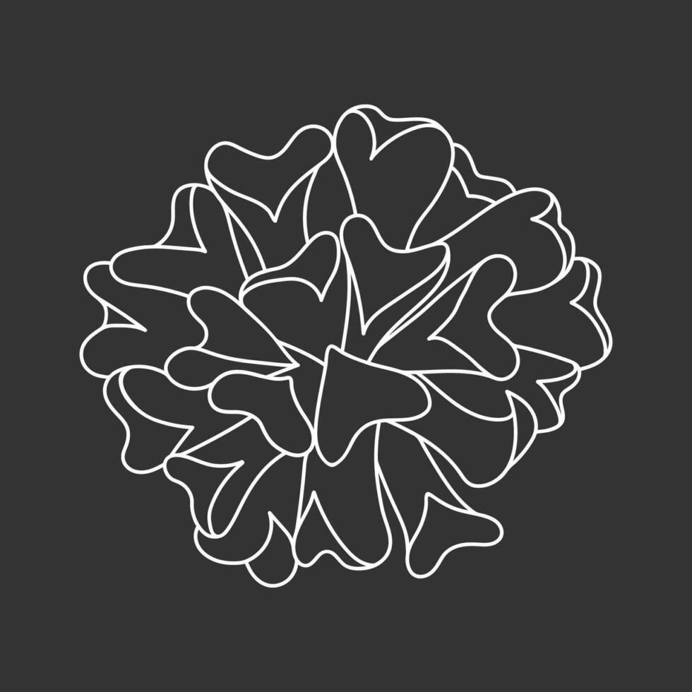 Succulent echeveria in doodle style, vector illustration. Desert flower for print and design. Outline mexican plant, graphic isolated element on chalk board background. Housplant for decor interior