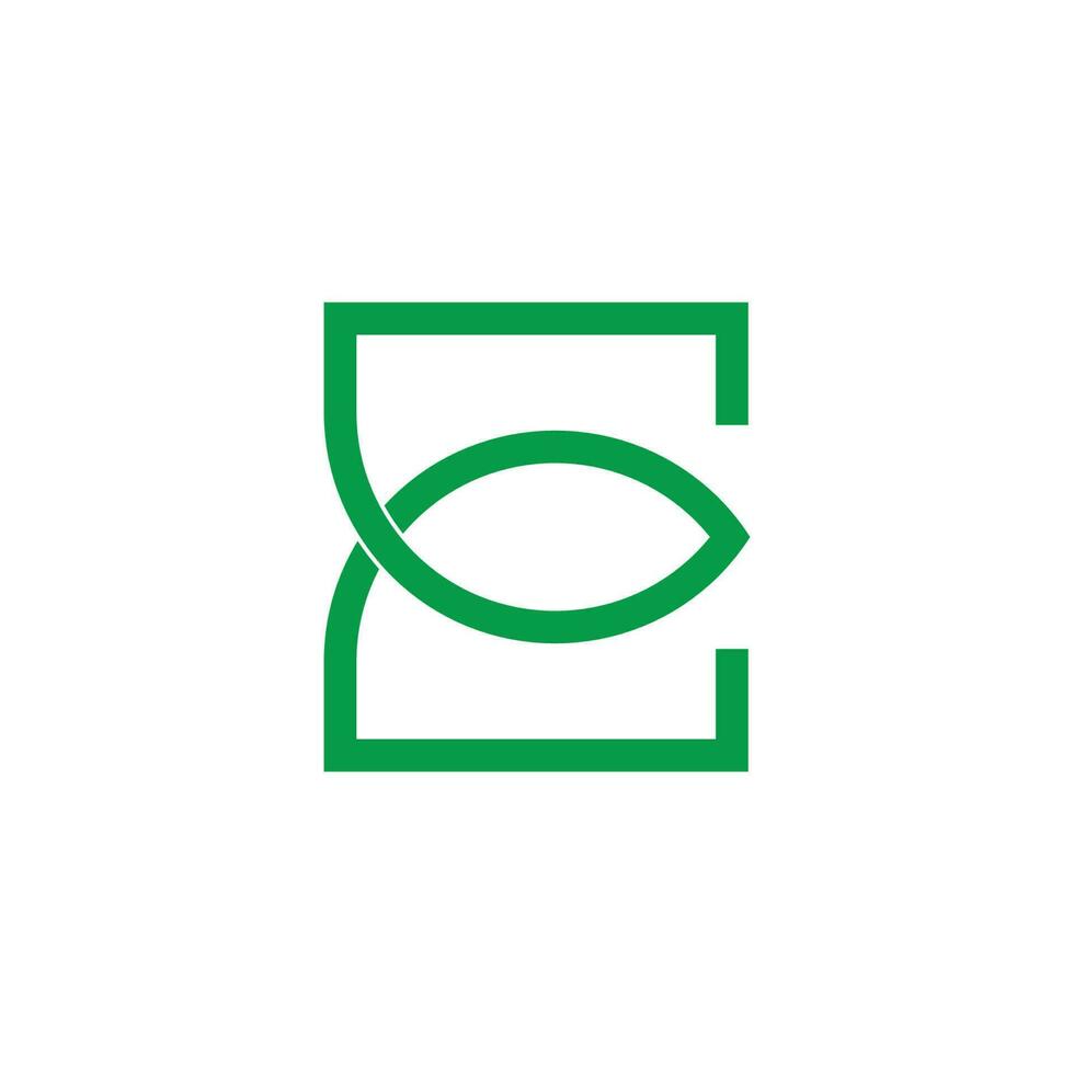 letter e abstract leaf line geometric design vector
