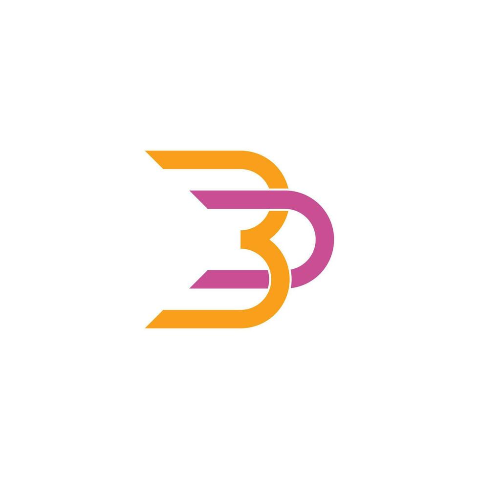 abstract letter bd linked geometric motion design logo vector
