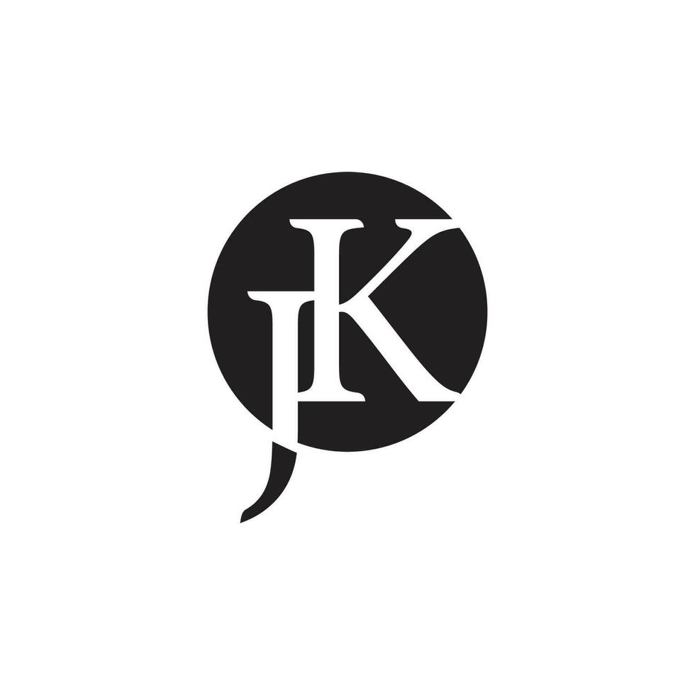 letter jk negative space circle logo vector