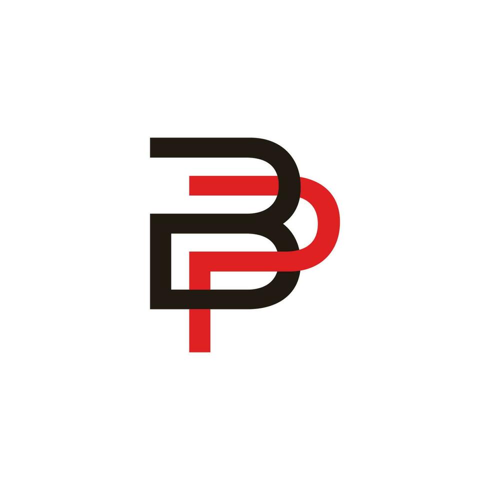 letter bp linked colorful line logo vector