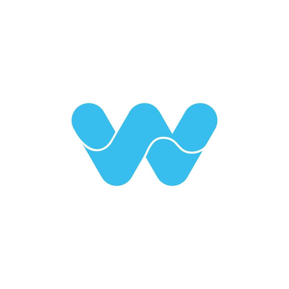 letter w simple curves geometric wavy water symbol vector