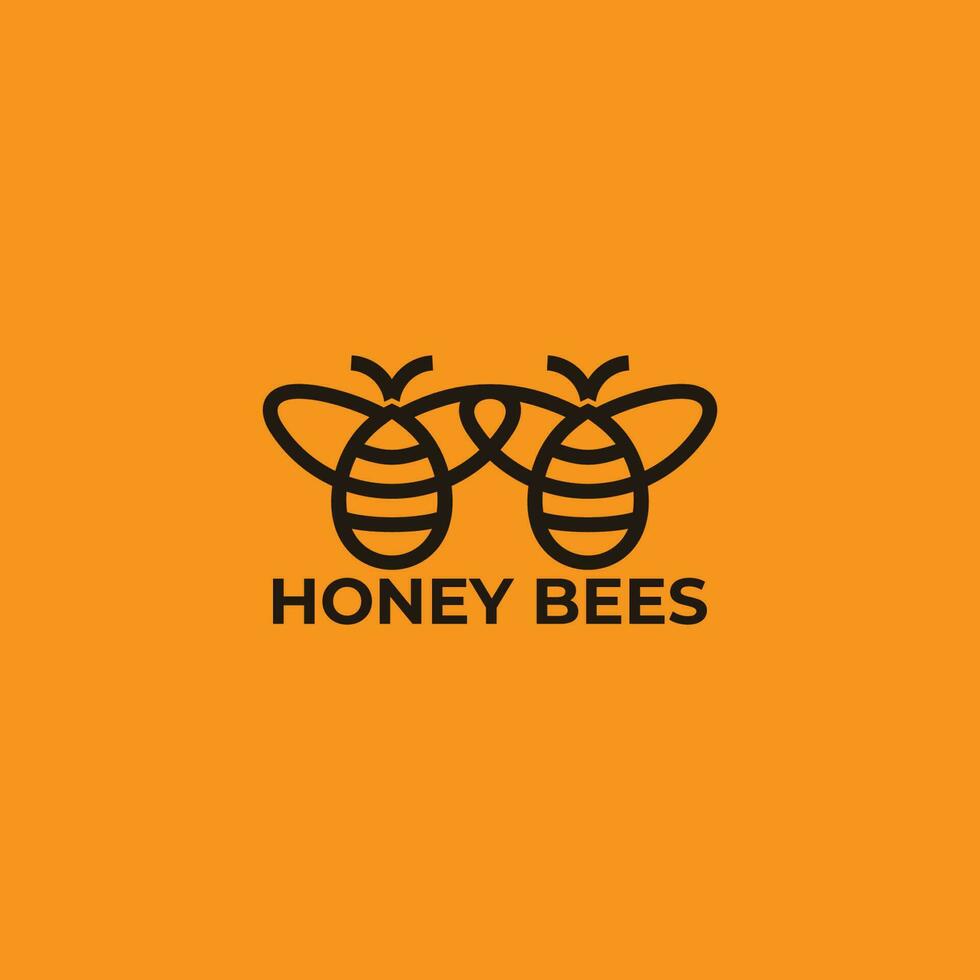 miel abejas amarillo soltar agua logo vector