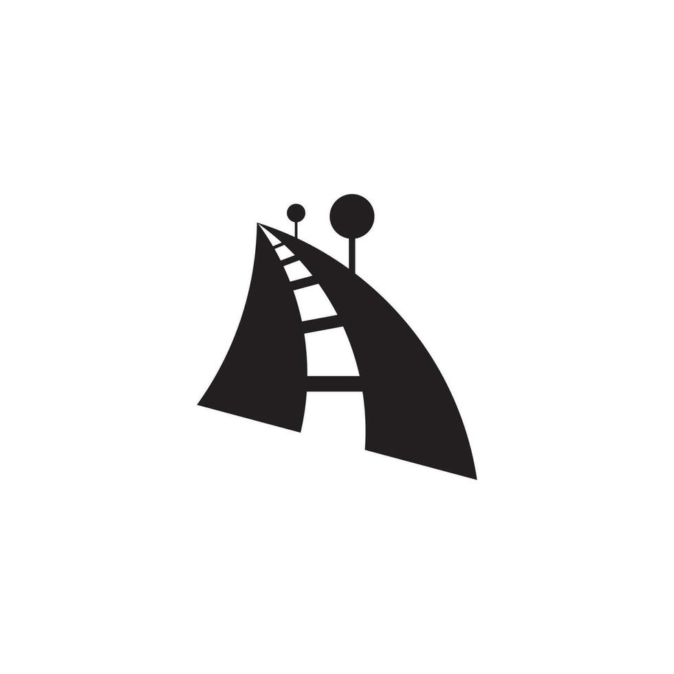 simple street road tree symbol geometric design logo vector