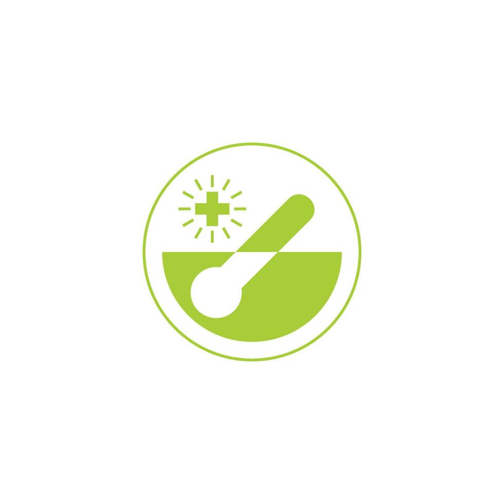 herbal mortar plus medical symbol vector