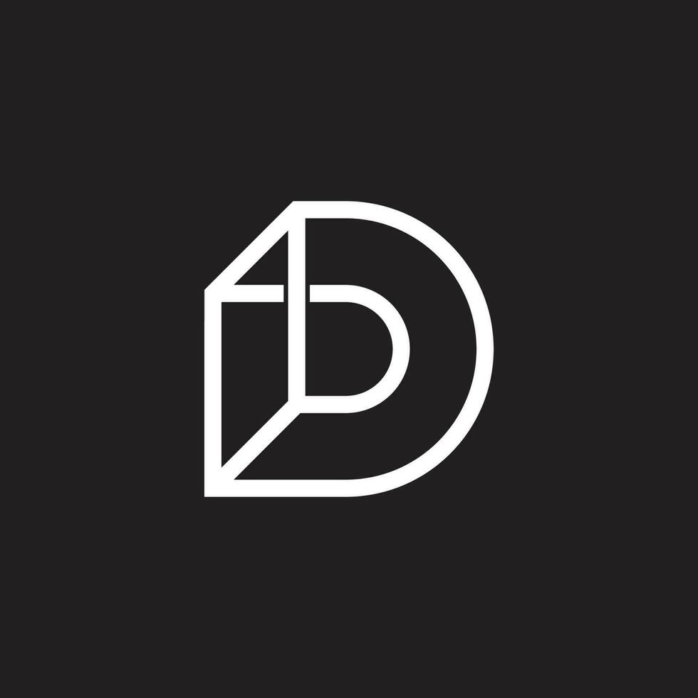 letter bd geometric 3d flat line logo vector
